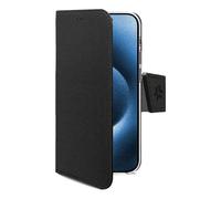 Funda para móvil Celly WALLY cartera piel sintética negra con soporte para iPhone 17 Pro