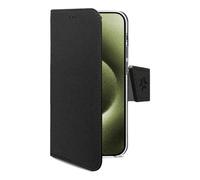 Funda para móvil Celly WALLY1078 cartera piel sintética negra con soporte para iPhone 16