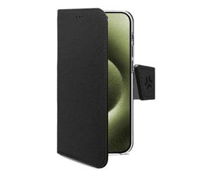Funda para móvil Celly WALLY1078 cartera piel sintética negra con soporte para iPhone 16