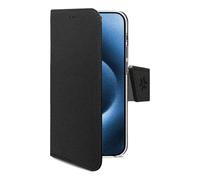 Funda para móvil Celly WALLY1079 cartera piel sintética negra con soporte para iPhone 16 Pro