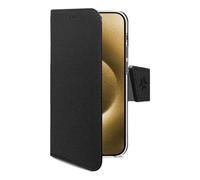Funda para móvil Celly WALLY1080 cartera piel sintética negra con soporte para iPhone 16 Plus