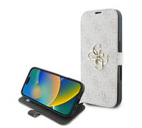 Funda para Móvil Estanteria de Libros IPHONE 16 Plus Guess Rosa Logo Color Oro