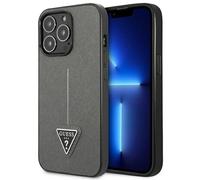 Funda para Móvil Funda IPHONE 14 Pro Guess Plata Negro Logo Metal Triángulo