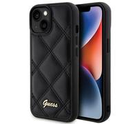 Funda para Móvil Funda IPHONE 15 Guess Cuero Sintético Negro Con Logo Color Oro