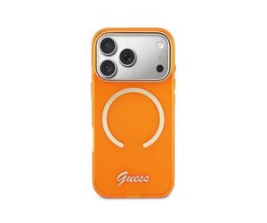 Funda para móvil Guess IML Inscripción metálica Protección Naranja para iPhone 17 Pro Max