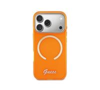 Funda para móvil Guess IML Inscripción Metálica Silicona Naranja para iPhone 17 Pro