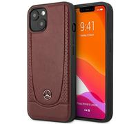 Funda para Móvil IPHONE 15 Mercedes Cuero Auténtico Rojo Vino Estrella Logo