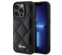 Funda para Móvil IPHONE 15 Pro Guess Cuero Sintético Negro Con Logo Color Oro