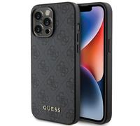 Guess Funda Dura Funda Protectora Cover Gris 4G Oro Logo IPHONE 15 Pro Max 6,7"
