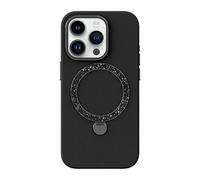 Funda para móvil Joyroom PN-15L4 Dancing Circle silicona negra con cristales para iPhone 15 Pro Max