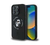 CG Mobile Karl Lagerfeld KLHMP16LSCMKCRHK - Carcasa de Silicona para iPhone 16 Pro de 6,3", diseño de Karl & Choupette, Color Negro