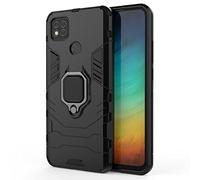 Funda para móvil Xiaomi Redmi 9C/Redmi 9C NFC Carcasa Magnética con Anillo Imán Híbrida Antigolpes Resistente Rígida Dura [Tecnología de Absorción de Golpes] (Xiaomi Redmi 9C, Negro)