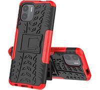 Funda para móvil Xiaomi Redmi A1 / Redmi A2 con Soporte Protección 360 Grados 2 en 1 Carcasa Dura Resistente Antigolpes Protectora Heavy Duty Rugged Armor Case (Xiaomi Redmi A1 / Redmi A2, Rojo)