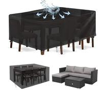 Funda para muebles de jardín, 110 x 110 x 100 cm, resistente, 420D Oxford Fabri, funda rectangular para patio, resistente al viento, anti-UV, para sillas y mesas, fundas de sofá de ratán