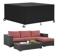 Funda para muebles de jardín, 110 x 110 x 75 cm, funda para mesa de jardín impermeable, a prueba de polvo, anti-UV, resistente al viento, tela Oxford 420D, rectangular