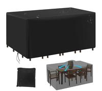 Funda para muebles de jardín, 135 x 135 x 100 cm (largo x ancho x alto), impermeable, resistente, tela Oxford 420D, rectangular, para mesa de jardín, patio, ratán anti-UV