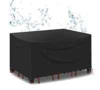Funda para muebles de jardín al aire libre, 310 x 210 cm, protector rectangular impermeable para mesa de patio con correas y cordón, resistente a la intemperie para todas las estaciones