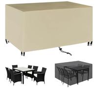 Funda para Muebles de Jardín,Conjuntos de Muebles Cubierta Impermeable Anti Viento Anti UV Paño de Oxford 420D Protectora Mesa Exterior,Patio Cubierta de Mesa para Muebles-Beige,180x120x75cm(LxWxH)
