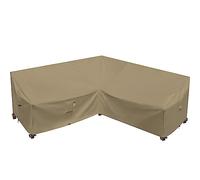 Funda para muebles de jardín, resistente al agua, 600D, Oxford, sofá seccional, ratán, esquinero, sofá, mesa, silla, protector de invierno en forma de V, 216 x 216 cm, color caqui desierto