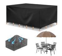 Funda para muebles de jardín resistente al viento y resistente a los rayos UV,210D Paño de Oxford Funda Protectora Mesa Jardin, para mesa de terraza, muebles de ratán, exterior (Black,54×76×69CM)