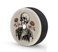 Funda para neumático de repuesto con agujero para cámara de respaldo, divertida flor de esqueleto, impermeable, para remolque, RV, SUV, camión y muchos vehículos de 15 pulgadas