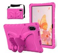 Funda para niños compatible con Honor Pad X9A de 11.5 pulgadas (2025), ligera, a prueba de golpes, funda protectora resistente de EVA con correa para el hombro, bonita funda de mariposa. Rojo rosa