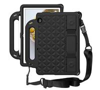 Funda para niños para Huawei MediaPad T3 10 9.6 pulgadas, patrón de diamantes de espuma EVA, correa de hombro de mano, funda protectora ligera a prueba de golpes, color negro