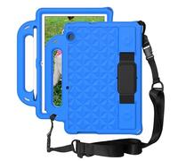 Funda para niños para Huawei MediaPad T5 de 10 pulgadas, patrón de diamantes de espuma EVA, correa de hombro de mano, funda protectora ligera a prueba de golpes, azul