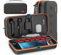 Funda para Nintendo Switch 2025, Bolsa de Transporte para Switch 2 para Joy-Con 2 y Consola, Funda de Viaje para Switch 2 para 24 Tarjetas de Juego y Accesorios, Organizador Cable y Adaptador-Naranja