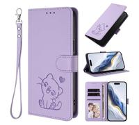 Funda para Nokia 6.3/G20/G10, funda de piel con tapa tipo libro, diseño de gato, con función atril, tarjetero, estilo libro, para Nokia 6.3/G20/G10, color lila claro