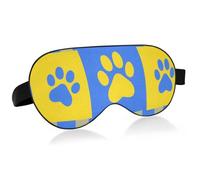 Funda para ojos esencial de viaje con estampado de huellas azules y amarillas, para hombre, con banda elástica ajustable, opaca, para motel, noche, transporte público