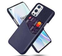 Funda para Oneplus 9 Pro,Cubierta de Cuero de Lienzo y PU,Antideslizante,360°Cobertura Completa a Prueba de Golpes con 1 Ranura para Tarjetas detrás,Prevención de caídas-Blue