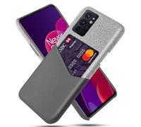Funda para Oneplus 9RT,Cubierta de Cuero de Lienzo y PU,Antideslizante,360°Cobertura Completa a Prueba de Golpes con 1 Ranura para Tarjetas detrás,Prevención de caídas-Gray