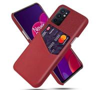 Funda para Oneplus 9RT,Cubierta de Cuero de Lienzo y PU,Antideslizante,360°Cobertura Completa a Prueba de Golpes con 1 Ranura para Tarjetas detrás,Prevención de caídas-Red