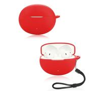 Funda para OnePlus Buds 4 Auriculares yystao Funda de Silicona Suave Compatible con OnePlus Buds 4 con Correa para el Cuello a Prueba de Polvo a Prueba de Golpes y Duradero, Rojo