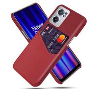 Funda para Oneplus Nord 3 Lite,Cubierta de Cuero de Lienzo y PU,Antideslizante,360°Cobertura Completa a Prueba de Golpes con 1 Ranura para Tarjetas detrás,Prevención de caídas-Red