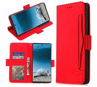 Funda para OnePlus Nord 4 5G, de piel sintética, a prueba de golpes, magnética, con ranuras para tarjetas, para OnePlus Nord 4 5G, color rojo
