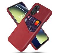 Funda para Oneplus Nord CE3,Cubierta de Cuero de Lienzo y PU,Antideslizante,360°Cobertura Completa a Prueba de Golpes con 1 Ranura para Tarjetas detrás,Prevención de caídas-Red