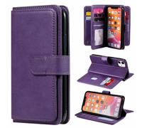 Funda para OnePlus Nord CE4 Lite 3 en 1 magnética a prueba de golpes [bloqueo RFID], funda protectora de silicona con 10 soportes para tarjetas de crédito, bolsillo para efectivo, color morado
