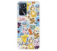Funda para OPPO A16 - A16s - A54s Oficial de Pokémon, Patrón Sticker Pokémon para Proteger tu móvil. Carcasa para OPPO de Silicona Flexible con Licencia Oficial de Pokémon,