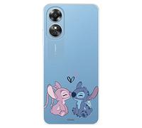 Funda para OPPO A17 Oficial de Disney Angel & Stitch Beso para Proteger tu móvil. Carcasa para OPPO de Silicona Flexible con Licencia Oficial de Lilo & Stitch