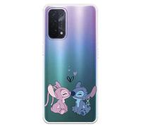 Funda para OPPO A54 5G - OPPO A74 5G Oficial de Lilo & Stitch Angel & Stitch Beso Transparente para Proteger tu móvil. Carcasa para OPPO de Silicona Flexible con Licencia Oficial de Disney