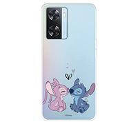 Funda para OPPO A57s Oficial de Disney Angel & Stitch Beso para Proteger tu móvil. Carcasa para OPPO de Silicona Flexible con Licencia Oficial de Lilo & Stitch
