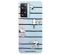 Funda para OPPO A57s Oficial de Peanuts Snoopy Rayas para Proteger tu móvil. Carcasa para OPPO de Silicona Flexible con Licencia Oficial de Snoopy
