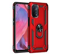 Funda para Oppo A74 5G/A93 5G/A54 5G con Anillo Metálico Giratorio 360 Carcasa Magnética Imán Rígida Antigolpes Resistente con Soporte, Protección de Grado Militar (Oppo A74 5G/A93 5G/A54 5G, Rojo)