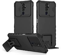 Funda para OPPO A9 2020/Oppo A5 2020,Carcasa Protección Deslizante para la Cámara,con 360 Grados Full Body Anti-Shock Anti-arañazos Case Protector Bumper Silicona y Armor Soporte Carcasa,Negro