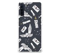 Funda para OPPO A91 Oficial de Harry Potter Lechuzas Siluetas para Proteger tu móvil. Carcasa para OPPO de Silicona Flexible con Licencia Oficial de Harry Potter.