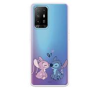 Funda para OPPO A94 5G Oficial de Lilo & Stitch Angel & Stitch Beso Transparente para Proteger tu móvil. Carcasa para OPPO de Silicona Flexible con Licencia Oficial de Disney