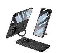 Funda para OPPO Find N6, Soporte De Anillo De Bisagra Magnética, HD/Película De Vidrio De Privacidad Incorporada, Carga Inalámbrica (Negro,Pantalla HD)