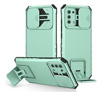 Funda para Oppo find x3 lite, Carcasa Protección Deslizante para la Cámara, Con 360 Grados Full Body Anti-Shock Anti-arañazos Case Protector Bumper Silicona y Armor soporte Carcasa, Azul y negro